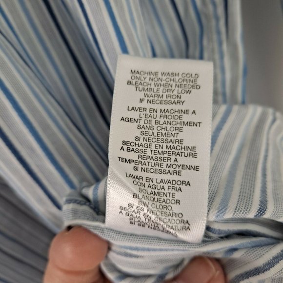 Michael by Michael Kors  Men's Button Down Long Sleeve Shirt Navy Blue White XL - Picture 7 of 8